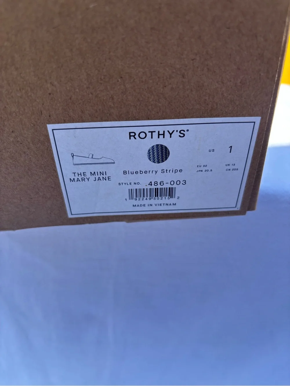 Rothy's Kids Blue and White Knit Mary Jane Flats